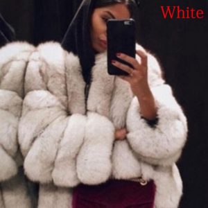 Dámský luxusní kožešinový zimní kabát - White, 5xl