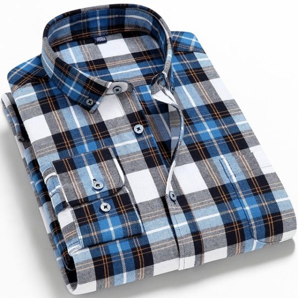 Pánská trendy flanelová kostkovaná košile s dlouhým rukávem - T0c01-46, 4xl