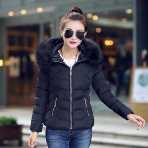 Dámská zimní elegantní bunda s kožíškem Ayla Obrien - S, Black