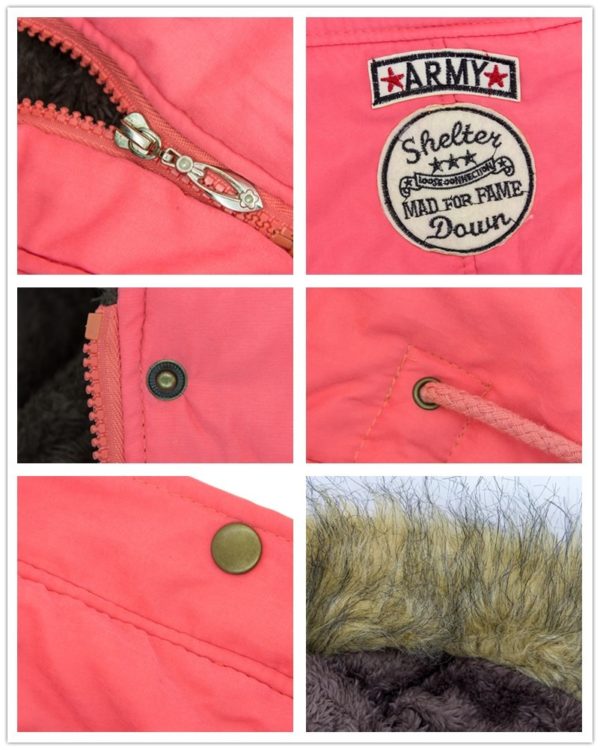 Dámský zateplený kabát a parka Faux - Dark-pink, Xxxl