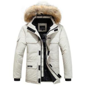 Pánská zimní bunda s kapucí a kožichem - Beige, 6xl