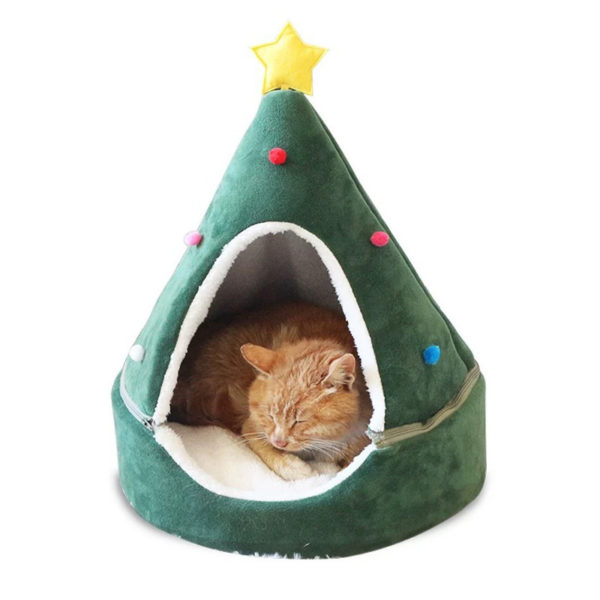 Vánoční pelíšek pro kočky - Stromeček S