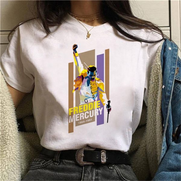 Dámské jednoduché tričko s oblíbeným zpěvákem Freddie Mercury - 001423, L