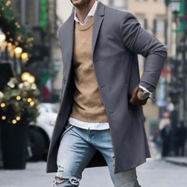Pánský stylový prodloužený kabát Trend - Dark-blue, Xl