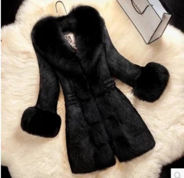 Dámský dlouhý luxusní kožešinový kabát Jazmyn - Burgundy, 6xl, China
