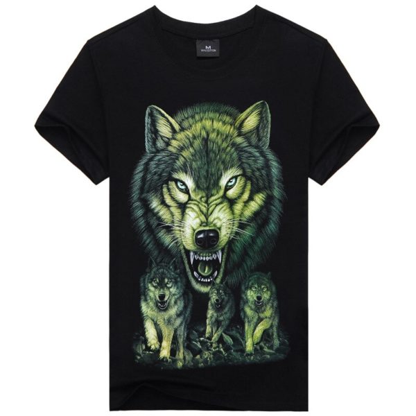 Pánské letní tričko s potiskem - Vlk - Asian-size-xl