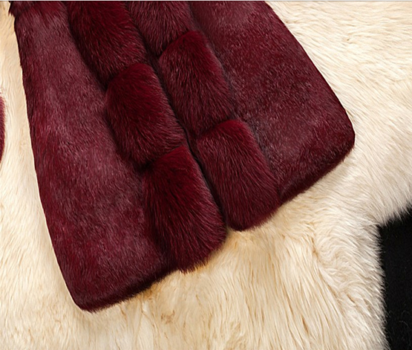 Dámský dlouhý luxusní kožešinový kabát Jazmyn - Burgundy, 6xl, China